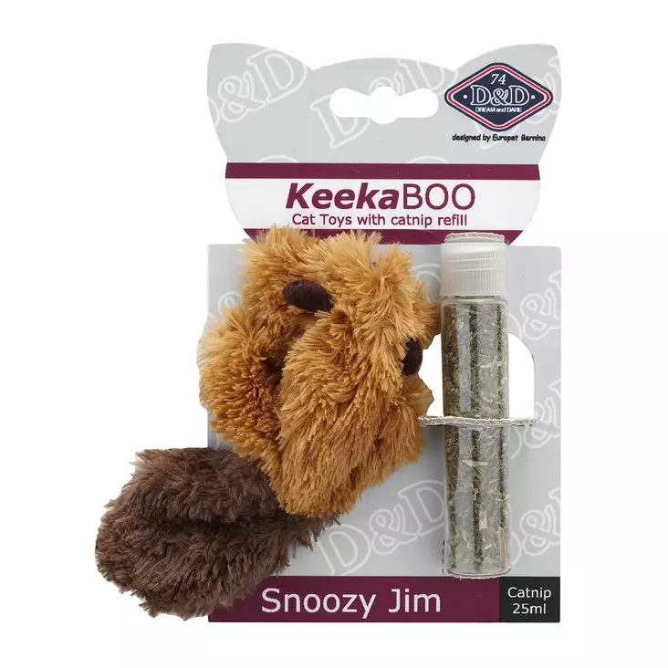 KeekaBOO Farmer Snoozy Jim lelu kissanminttutäytöllä 8cm D&D - Kissan pehmolelut - 048618 - 1