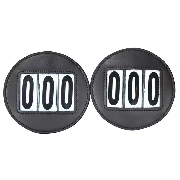 Kilpailunumero vegaaninen nahka 2kpl ruskea Hansbo Sport - Ratsastajan asusteet - 052108 - 1