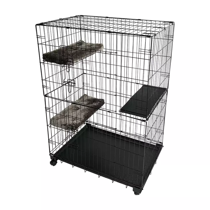 Kissan metallihäkki Topline 3 tasoa L musta Duvo+ - Kissan metallihäkit - 057898 - 1