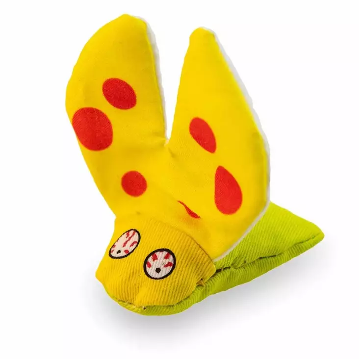 Kissanminttuperhonen Lady Krinkle Bug 5cm keltainen Yeowww! - Kissan hiiret, linnut, perhoset ym. - 055398 - 1