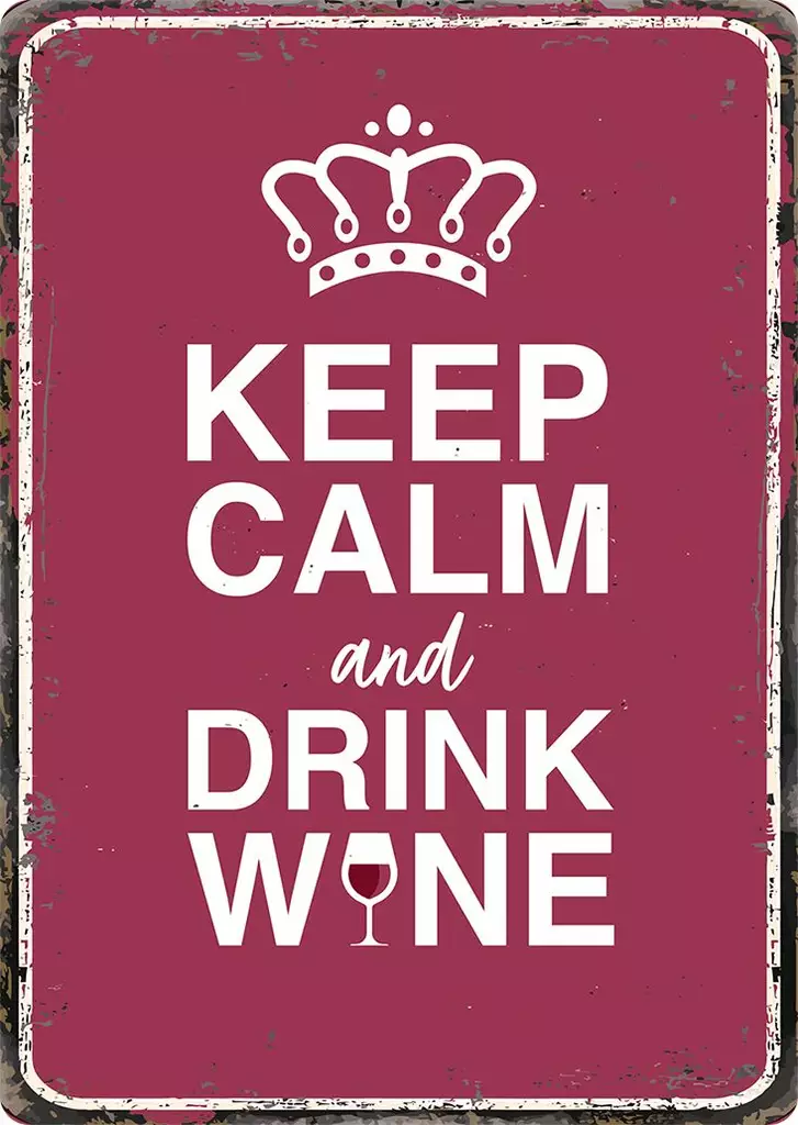 Metallikyltti "Keep Calm and Drink Wine" 21x14,8cm Flamingo - Varoitus- ja huomiokyltit - 059348 - 1