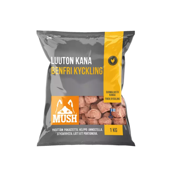 Luuton Kana 1kg pakaste pulla MUSH - Koiralle pakastelihat ja -elimet - 034038 - 2