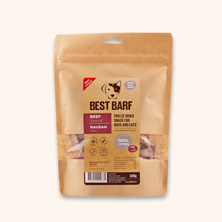 Naudan kieli pakastekuivattu 100g Best Barf - Koiran herkut ja makupalat - 043778 - 1