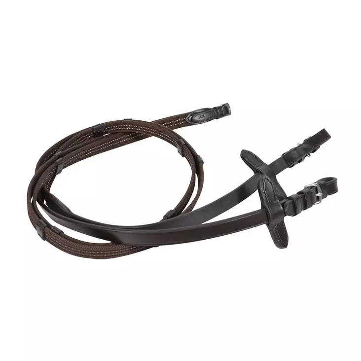 Ohjat Reflex heijastavat nahka - grip ruskea Hansbo Sport - Ratsuhevosen ohjat ja apuohjat - 059218 - 1