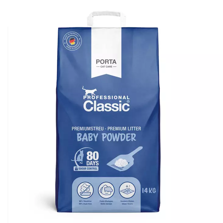 Professional Classic 14kg Babypowder paakkuuntuva kissanhiekka - Kissanhiekat ja hiekan hajusteet - 027518 - 2