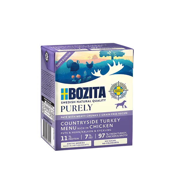 Puppy & Junior Kalkkuna 370g Purely Pate Bozita Dog - Säilykeet pennuille ja kasvatukseen - 051538 - 1