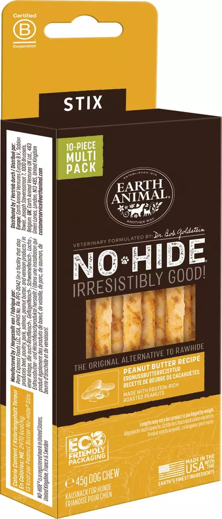 Purutikku No Hide STIX 11cm 10kpl Peanut Butter Earth Animal - Koirien puruluut - 056318 - 1