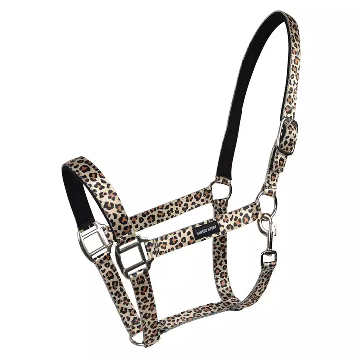 Riimu neopreenipehmusteella Safari Breeze leopardikuosi, ruskea Hansbo Sport HS - Hevosen nylonriimut - 056688 - 1