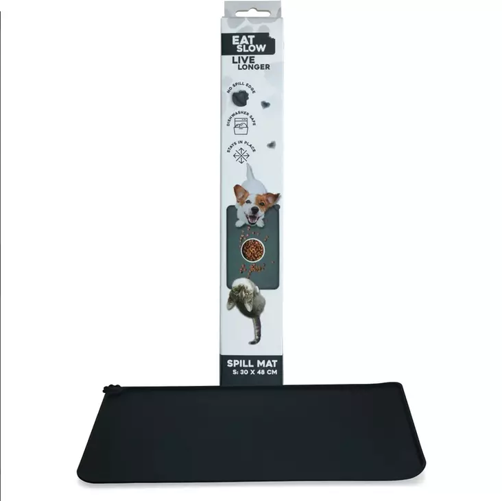 Ruokailualusta Anti Spill musta Eat Slow Live Longer - Koiran ruokinta-alustat - 047588 - 1