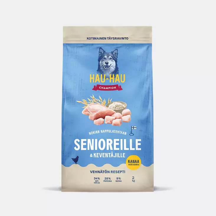 Senioreille & keventäjille Kana Riisi Kaura Hau Hau Champion - Koiran kuivaruoat ikääntyville koirille - 057968 - 1