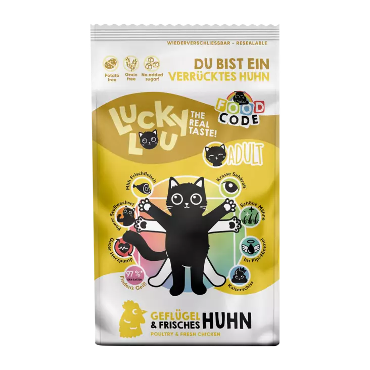 Siipikarja kana 750g Food Code Lucky Lou - Kissan kuivaruoat aikuisille kissoille - 051108 - 1