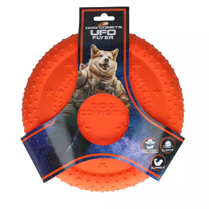 Vaahtokumifrisbee UFO Flyer 24cm oranssi Dog Comets - Koiran pallot ja heittolelut - 054498 - 1