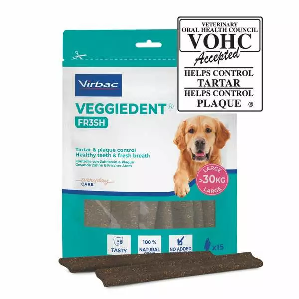 VeggieDent Fresh >30kg 15kpl Virbac - Koirien funktionaaliset makupalat - 000738 - 2