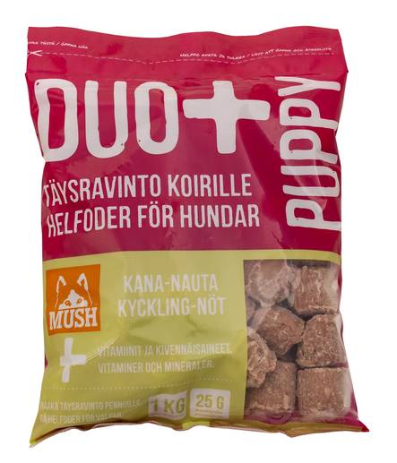 DUO+ PUPPY 1kg pullat MUSH - Pakaste täys- ja täydennysravinnot - 017339 - 1