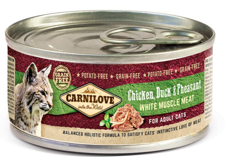 Kana Ankka Fasaani white muscle meat 100g Carnilove Cat - Aikuisten kissojen säilykkeet - 031639 - 2