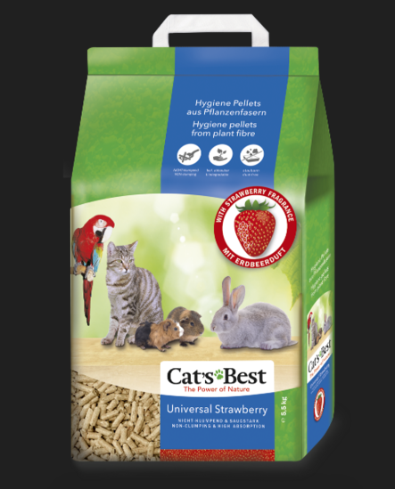 Kuivike kasvikuitupelletti 5,5kg/10L mansikka Cat's Best - Kissanhiekat ja hiekan hajusteet - 004189 - 2