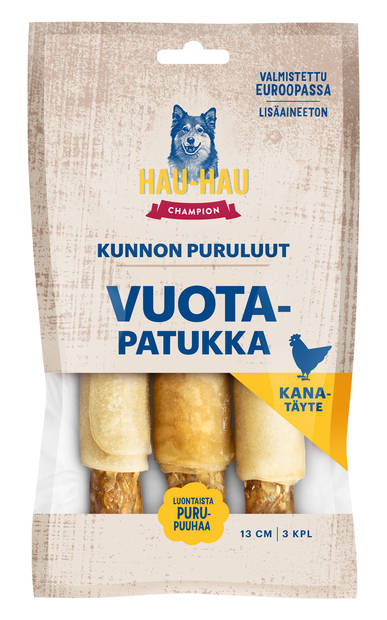 Kunnon puruluut Vuotapatukka kana 13cm 3kpl Hau Hau Champion - Koirien puruluut - 030179 - 1