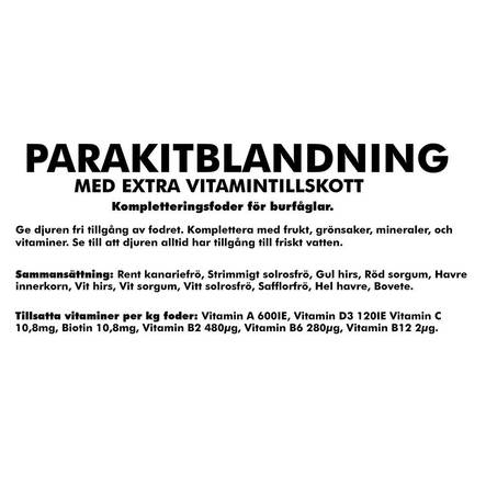 Parakiittisekoitus 5kg vitaminoitu Bello - Lemmikkilintujen ruoka - 039159 - 2