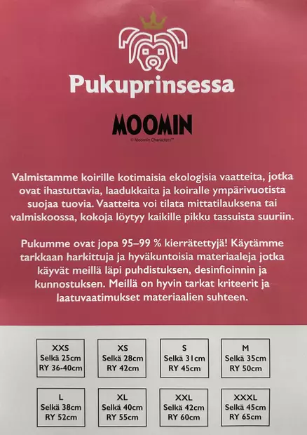 Haalari Pörröfleece Muumi tummansininen XXXL 45cm Pukuprinsessa - Koiran haalarit - 055959 - 2