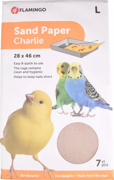 Hiekkapaperi Charlie L 7kpl 28x46cm - Lemmikkilintujen häkkitarvikkeet - 056479 - 1