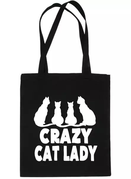 Kangaskassi Crazy Cat Lady musta Print4U - Lahjatavarat - 056659 - 2