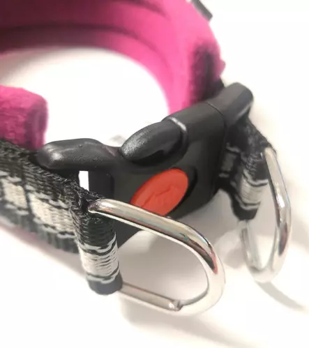 Fleecepanta Comfort lukittavalla pikalukolla fuxia-harmaa ONEGA - Koiran pika- ja pistolukkopannat - 049979 - 2