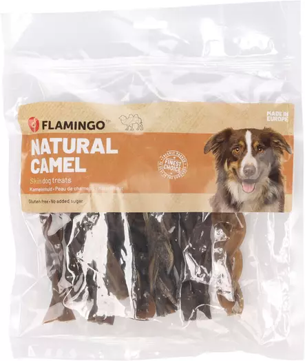 Kamelin nahkaliuska kapea 200g Snacks Nature Flamingo - Koirien puruluut - 059359 - 2