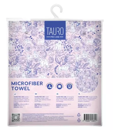 Mikrokuitupyyhe pyöreä 150cm pinkin kirjava hapsuilla Tauro Pro Line - Koiran pyyhkeet ja kuivatusmanttelit - 053529 - 2