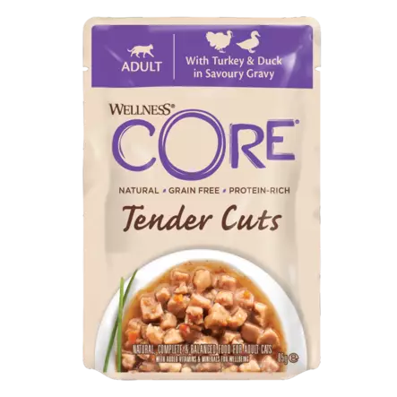 Turkey & Duck Tender Cuts 85g pss CORE - Aikuisten kissojen säilykkeet - 014779 - 2
