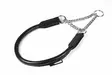 Puolikiristävä pyöristetty nahkapanta ketjulla musta ONEGA - Koiran puolikiristävät pannat - 049859 - 1