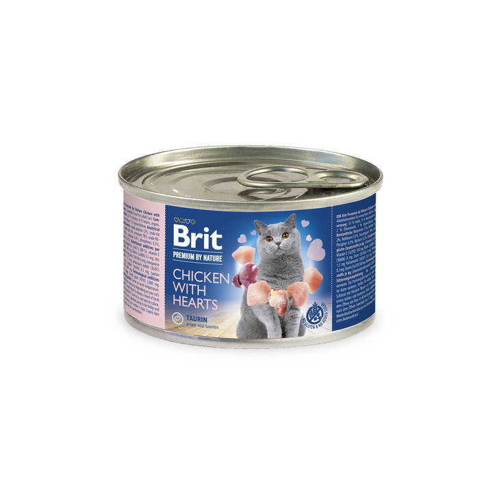 Cat kana-sydän 200g pate Brit Premium by Nature - Aikuisten kissojen säilykkeet - 029959 - 1