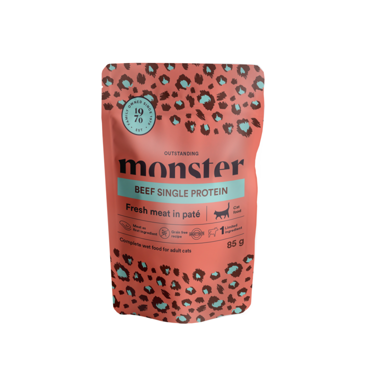 Beef single 8x85g pss monster cat - Aikuisten kissojen säilykkeet - 026919 - 1