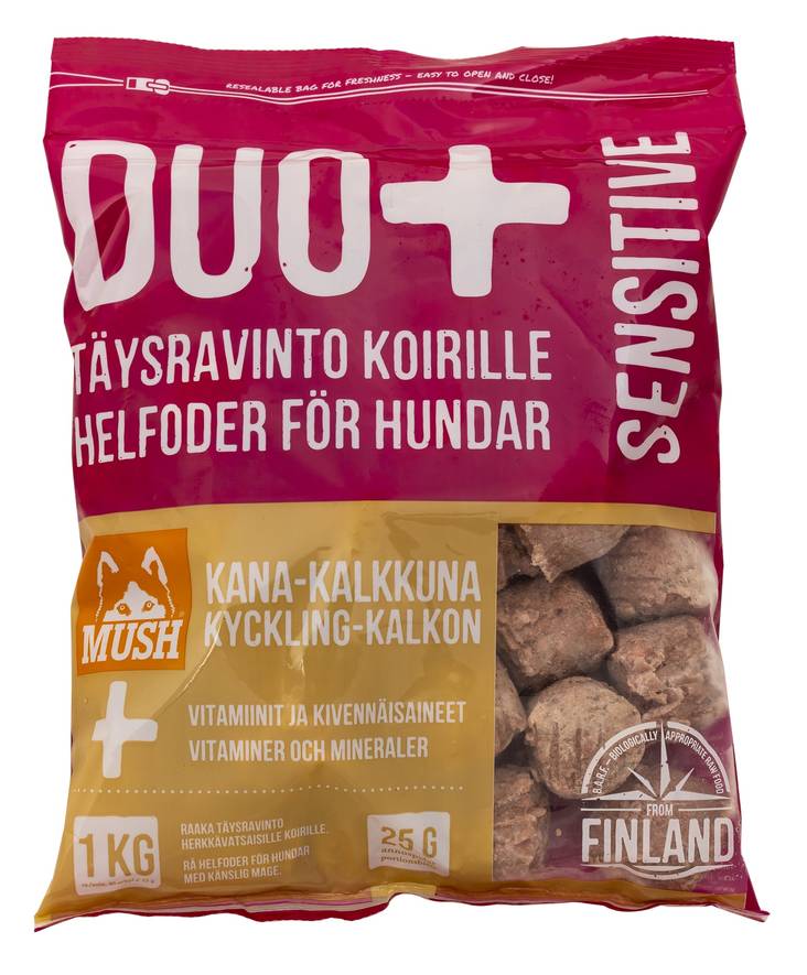 DUO+ SENSITIVE kana kalkkuna pullat MUSH - Pakaste täys- ja täydennysravinnot - 008449 - 1