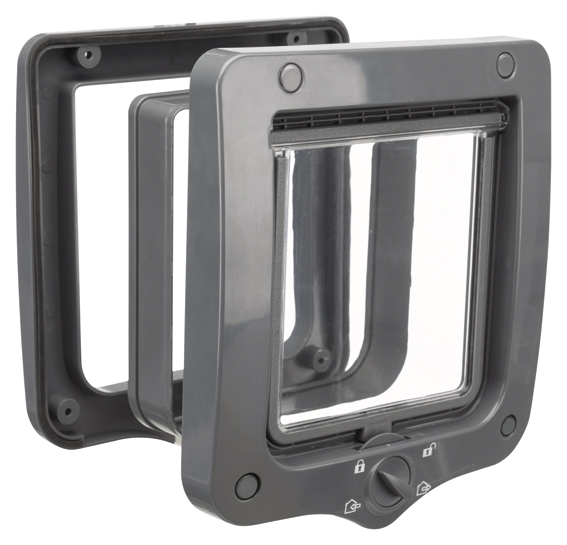 Kissanluukku 4-way+tunneli 20x22cm harmaa Trixie - Kissan luukut ja turvaverkot - 016289 - 1