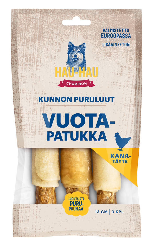 Kunnon puruluut Vuotapatukka kana 13cm 3kpl Hau Hau Champion - Koirien puruluut - 030179 - 1