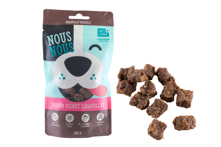 Pienet possunlihapullat 100g NousNous - Koiran herkut ja makupalat - 016249 - 1