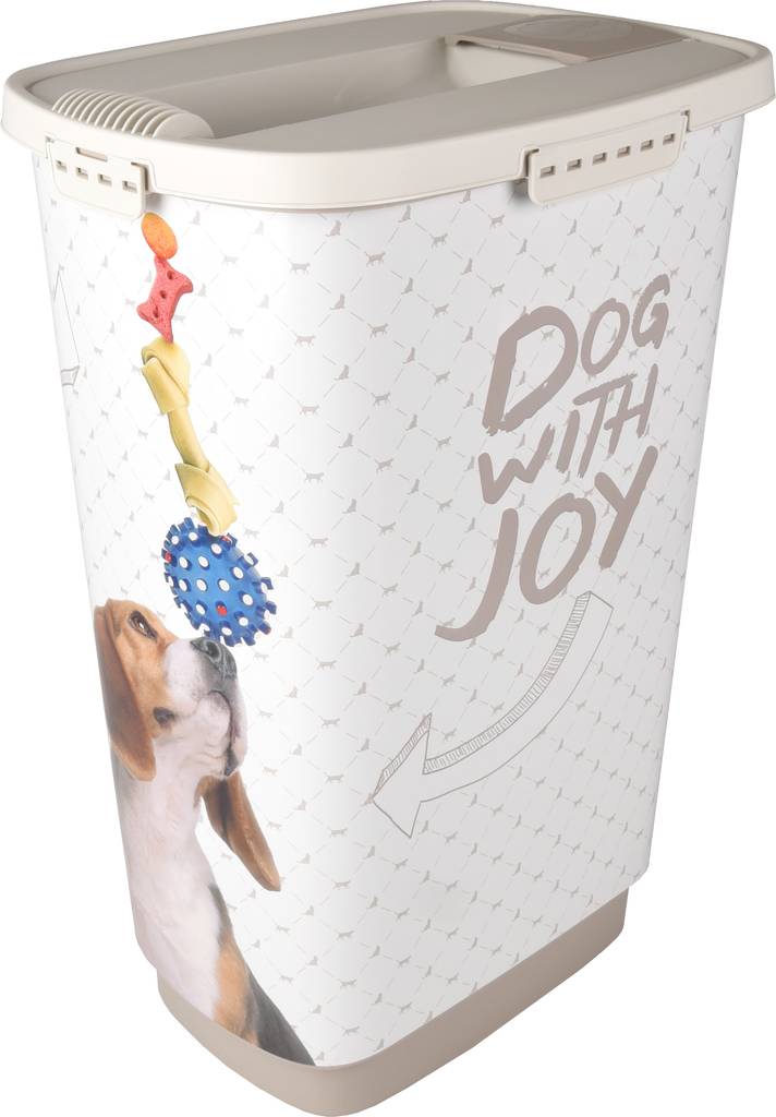 Säilytysastia June beige-valkoinen 43L Flamingo - Koiranruoan säilytys ja annostelu - 035539 - 1