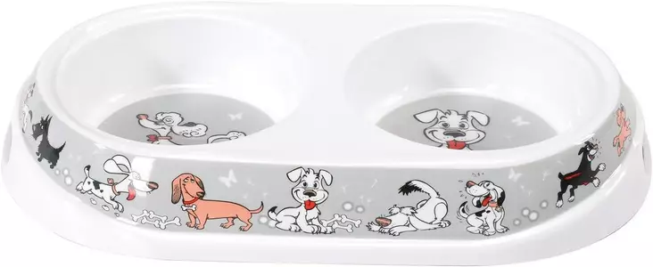 Tuplakuppi 500mlx2 koirakuvio harmaa Camon - Koiran muovi- ja melamiinikupit - 011649 - 1