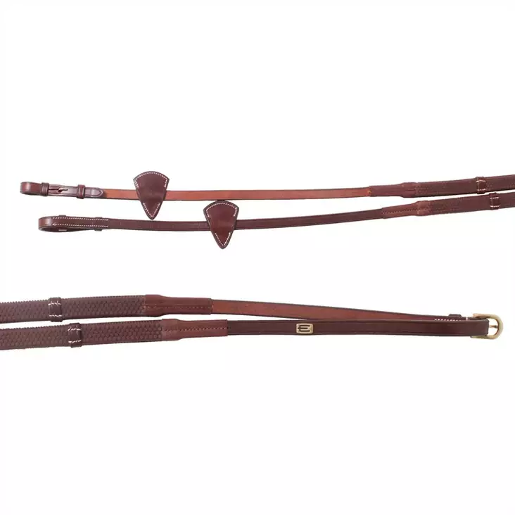 Kumiohjat stoppareilla messinkisoljet ruskea Equality Line - Ratsuhevosen ohjat ja apuohjat - 048419 - 1
