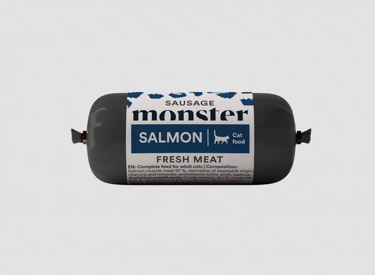 Lohimakkara viljaton 80g monster Cat - Aikuisten kissojen säilykkeet - 053709 - 1