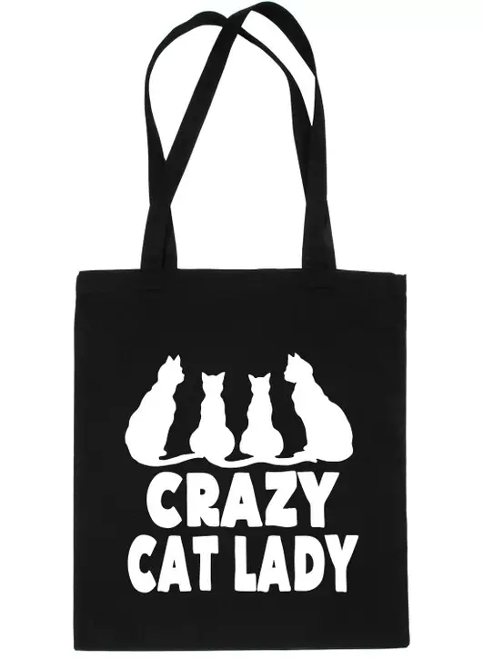 Kangaskassi Crazy Cat Lady musta Print4U - Lahjatavarat - 056659 - 2