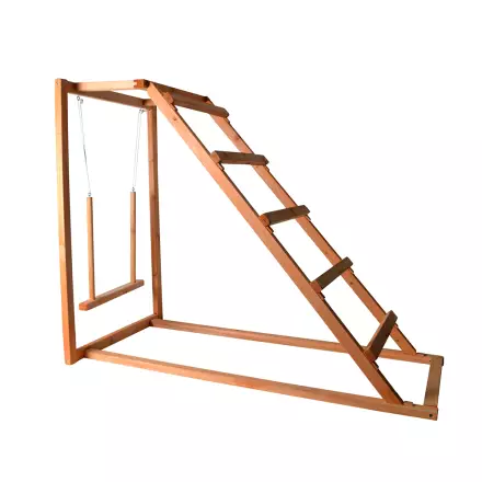 Aktiviteettikeskus kanoille 104,5 × 60 × 85 cm puinen, tikkaat ja keinu Gaun - Kotieläinten lelut ja aktivointi - 035049 - 1