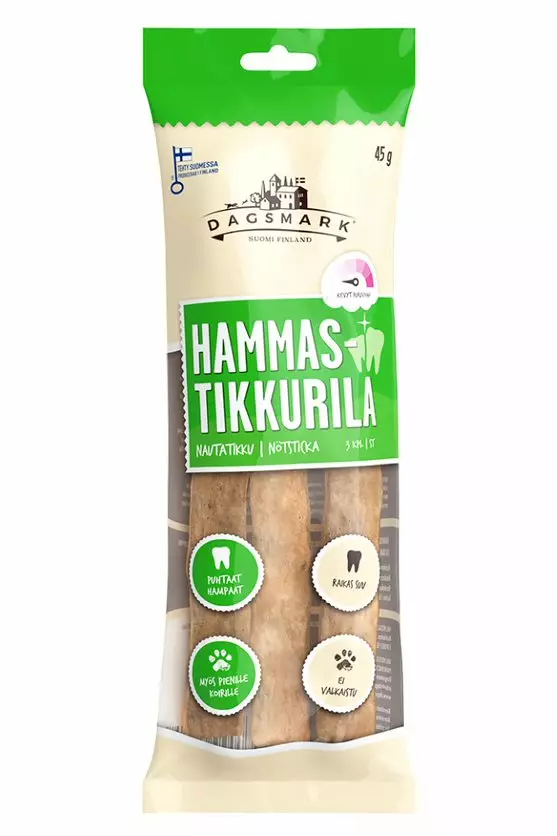 Dentaltikku nauta 45g 3kpl Dagsmark - Koirien puruluut - 030659 - 1