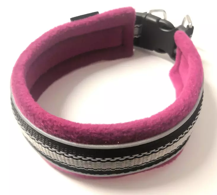 Fleecepanta Comfort lukittavalla pikalukolla fuxia-harmaa ONEGA - Koiran pika- ja pistolukkopannat - 049979 - 1