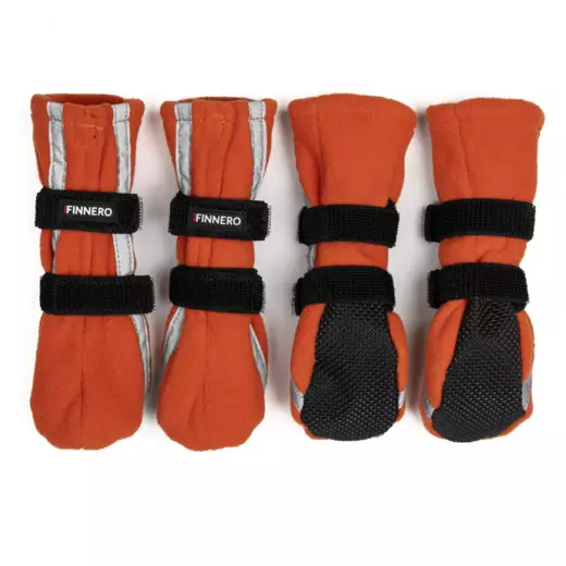 Halla fleecetossut heijastimilla 4kpl oranssit FinNero - Koiran tossut, sukat ja korvasuojat - 050209 - 1