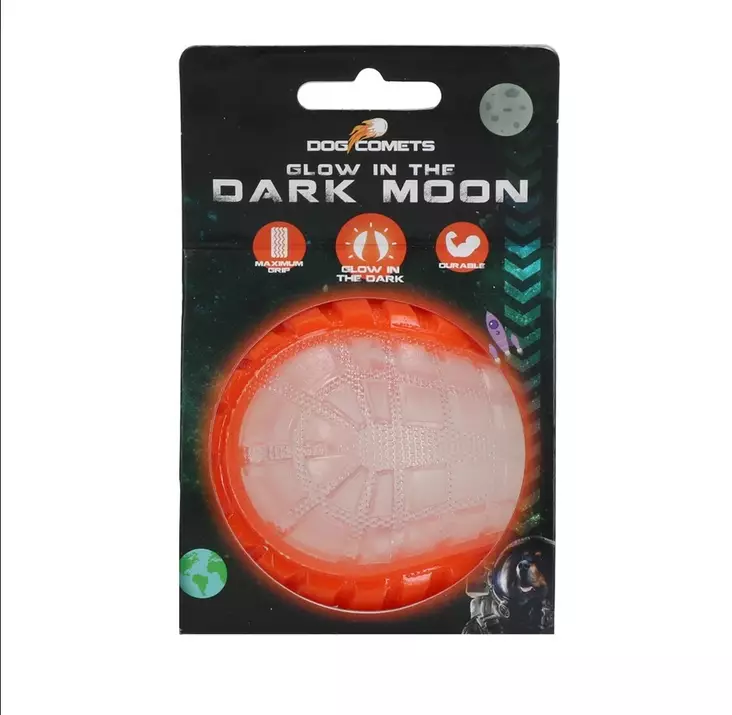 Hohtopallo Glow in The Dark Moon M 7,5cm Dog Comets - Koiran pallot ja heittolelut - 047819 - 1