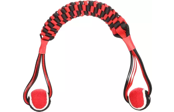 Köysilelu Movas palloilla 55x6cm puna-musta Flamingo - Koiran köysilelut - 055469 - 1