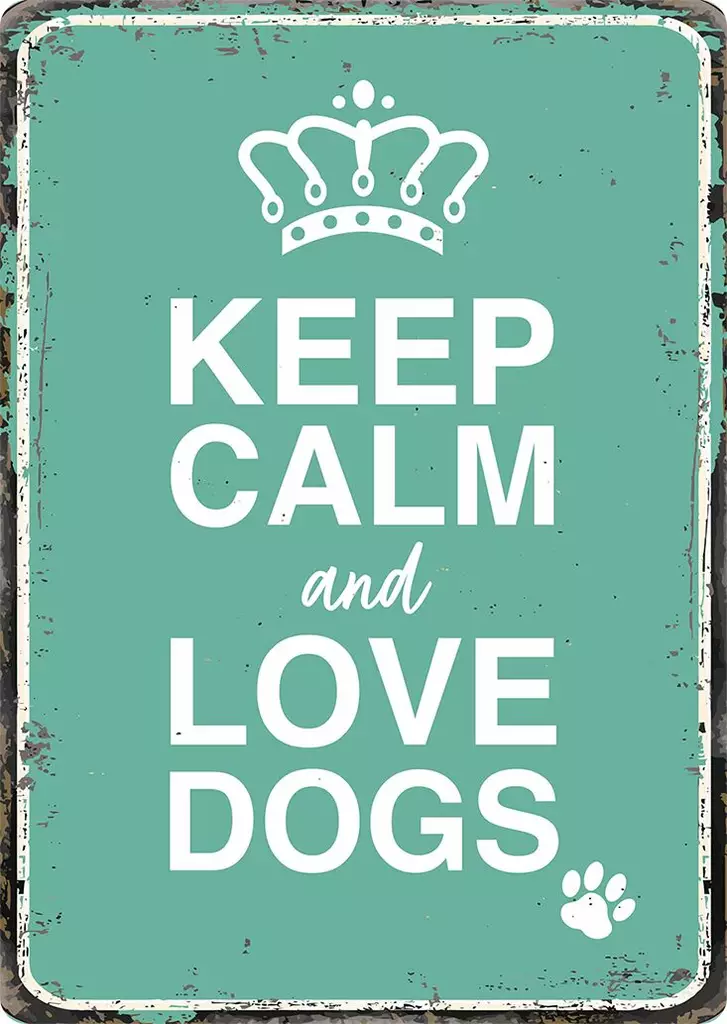 Metallikyltti "Keep Calm and Love Dogs" 21x14,8cm Flamingo - Varoitus- ja huomiokyltit - 059349 - 1