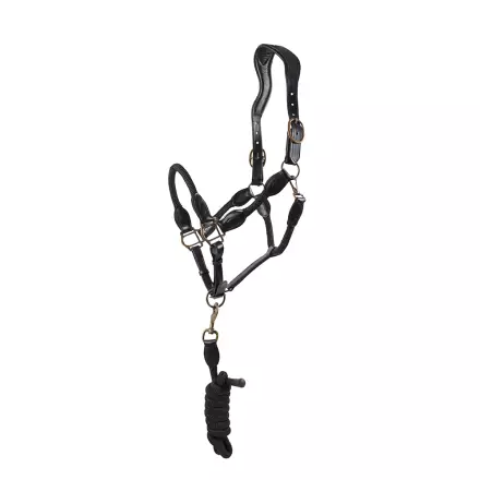 Nahkainen riimu+naru setti FULL musta Hansbo Sport - Hevosen nahkariimut ja narut - 034729 - 1