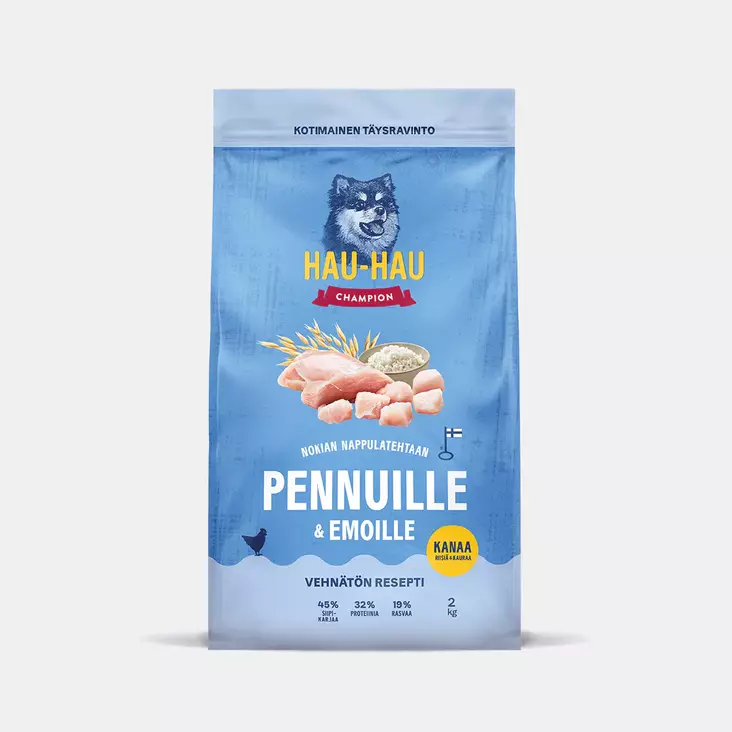 Pennuille ja Emoille Kana Riisi Kaura Hau Hau Champion - Kuivaruoat pennuille ja kasvatukseen - 057969 - 1
